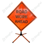 Roll Up Sign & Stand - Road Work Ahead Zone Reflective Roll Up Traffic Sign